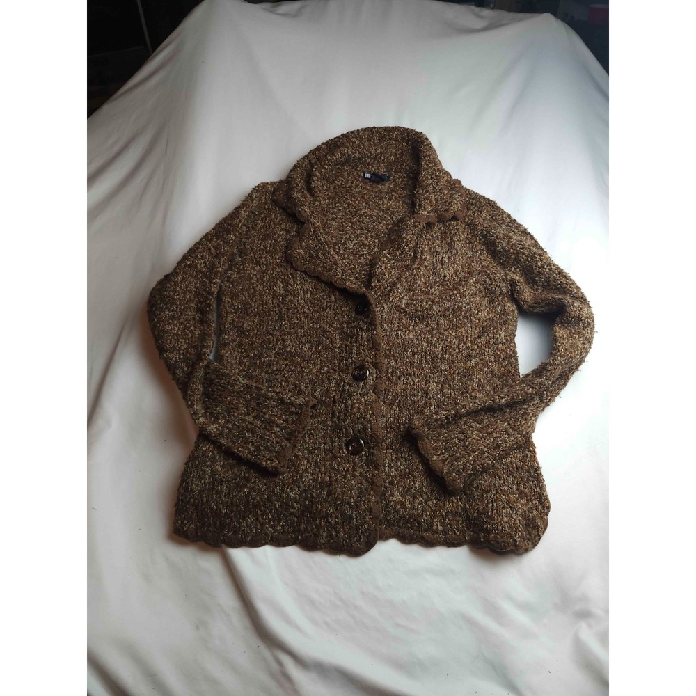 Carole Little Blazer Cardigan Sweater Womens Medium Brown Boucle Knit Button-Up